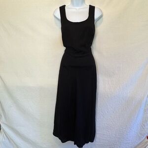 F-64 K Studio K Vintage Black Linen Blend Lined Sleeveless Maxi Dress Size‎ 12